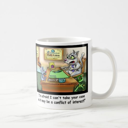 面白い猫と弁護士の面白いコーヒーマグ コーヒーマグカップ (右)