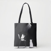 面白い猫と望遠鏡 トートバッグ (正面)