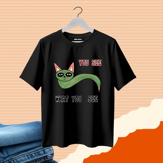 面白い猫と蛇 Tシャツ