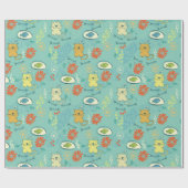 面白い猫と魚 ラッピングペーパー (フラット)