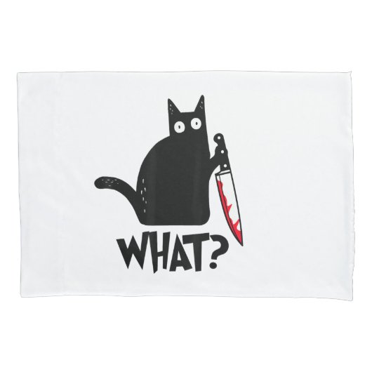 面白い猫なんだ_ 黒猫 枕カバー (正面)