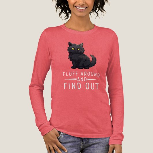 面白い猫のふわふわ回りを見て猫好きのためのグッズ トライブレンドTシャツ (正面)