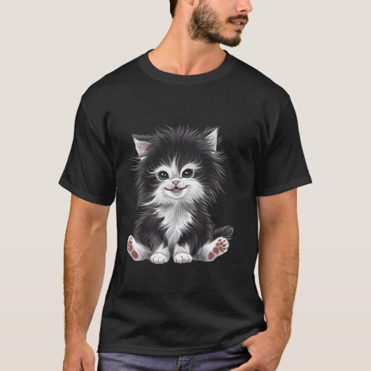 面白い猫のアートプリント Tシャツ (正面)