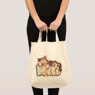 面白い猫のイラスト 暇な気分 ユーモア トートバッグ