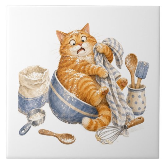 面白い猫のキッチンタイル タイル (正面)