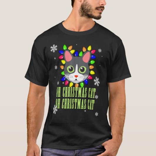 面白い猫のクリスマスギフト ああクリスマスの猫 Tシャツ (正面)