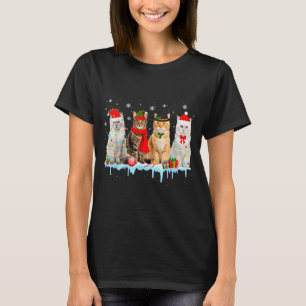 面白い猫のクリスマス電飾トナカイサンタXmasキット Tシャツ