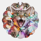 面白い猫のクリスマス電飾ペーパー オーナメントカード (正面)