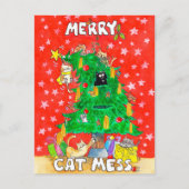 面白い猫のクリスマス ポストカード (正面)