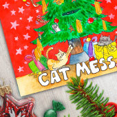 面白い猫のクリスマス ポストカード