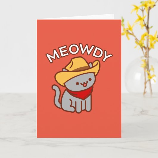 面白い猫のグリーティングカード：ニャオディ カード (黄色い花)