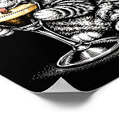 面白い猫のコーヒーテイル黒インクキットンアート ポスター (角)
