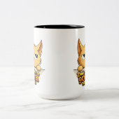 面白い猫のコーヒーマグ ツートーンマグカップ (中央)
