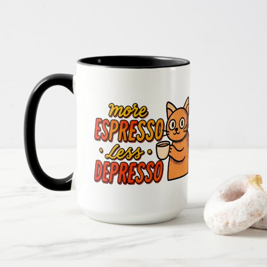 面白い猫のコーヒーマグ マグカップ (ドーナツ付き)
