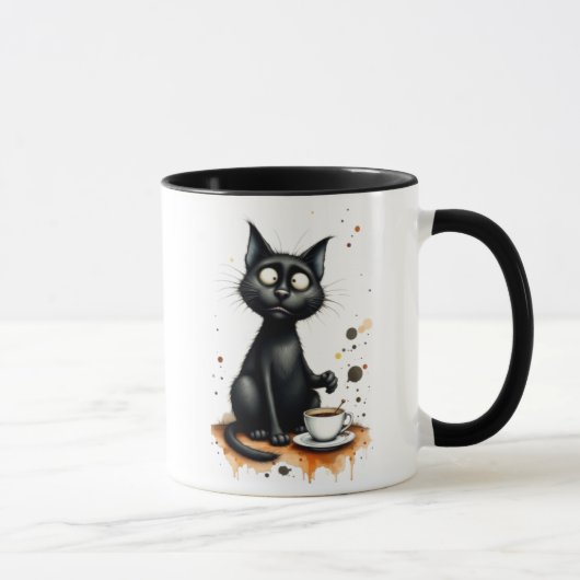 面白い猫のコーヒーマグ - 変わったコーヒー好きへのギフト マグカップ (右)