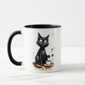 面白い猫のコーヒーマグ - 変わったコーヒー好きへのギフト マグカップ (左)