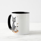 面白い猫のコーヒーマグ - 変わったコーヒー好きへのギフト マグカップ (正面左)