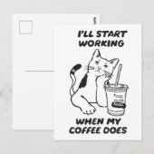 面白い猫のコーヒー好きカード ポストカード (正面/裏面)