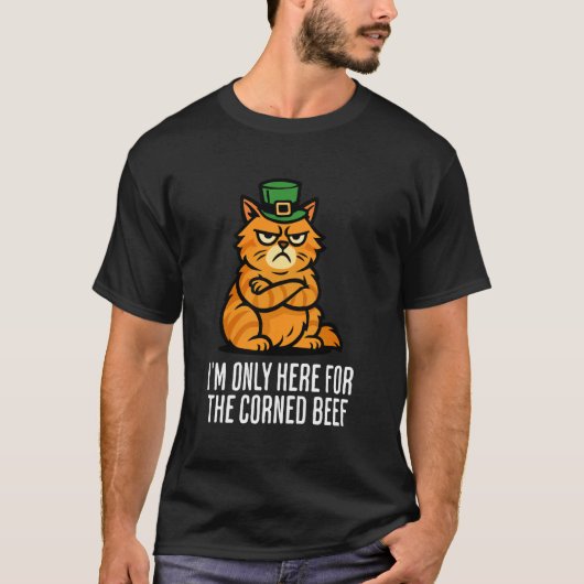面白い猫のコーンビーフ 聖パトリックの日 Tシャツ (正面)