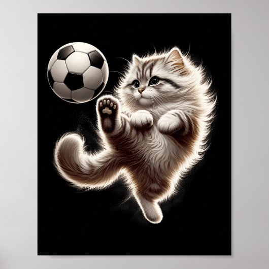 面白い猫のサッカー Ll 猫がサッカーをするミーム スポーツ ポスター (正面)