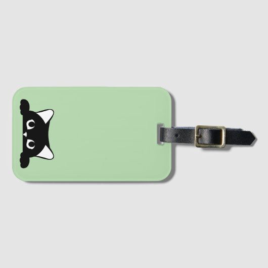 面白い猫のシルエット ラゲッジタグ (正面横)