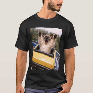 面白い猫のジェットコースターおもしろいミームグラフィック シャム猫 Tシャツ