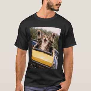 面白い猫のジェットコースター くだらない猫のミーム ドメスティックショートヘア Tシャツ