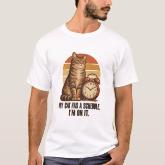 面白い猫のスケジュールTシャツ Tシャツ