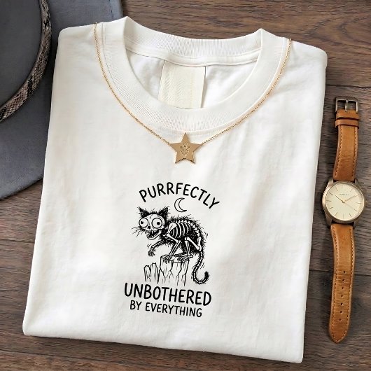 面白い猫のスケルトングラフィックTシャツ Tシャツ