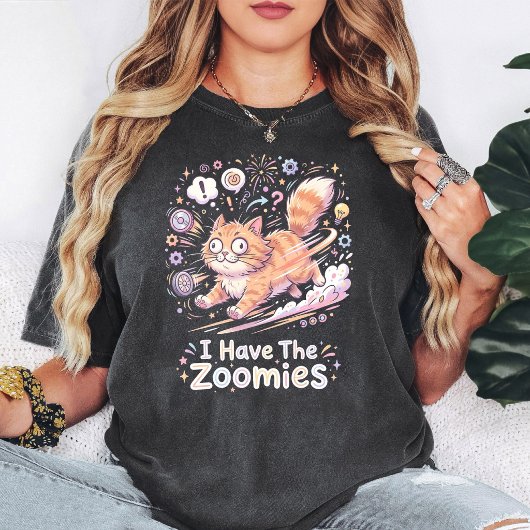 面白い猫のズーミーズフレーズデザイン Tシャツ