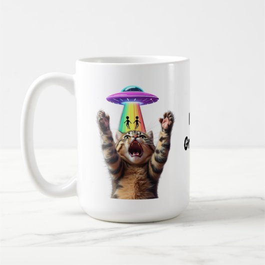 面白い猫のセルフィー エイリアンUFO 滑稽 カスタマイズ可能 コーヒーマグカップ (左)