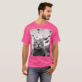 面白い猫のセルフィーUFO Tシャツ (正面フル)
