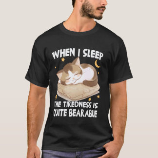 面白い猫のナイトガウン 太った猫がお昼寝 Tシャツ
