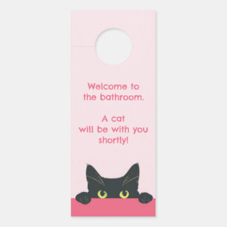 面白い猫のバスルーム  ドアノブサイン