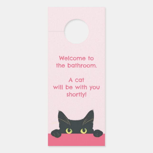 面白い猫のバスルーム  ドアノブサイン (正面)