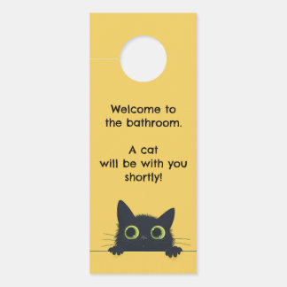 面白い猫のバスルーム ドアノブサイン