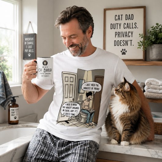 面白い猫のパパ  バスルームのユーモア ギフト Tシャツ