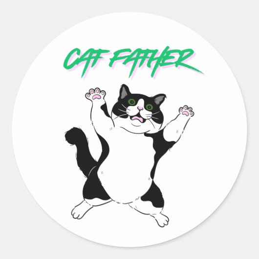 面白い猫のパパ ラウンドシール (正面)