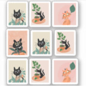 面白い猫のフレームステッカー シール (正面)