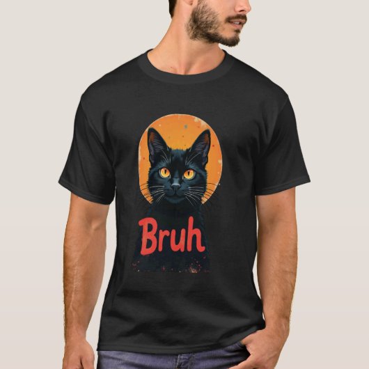 面白い猫のブリュ笑い Tシャツ (正面)