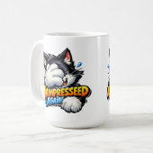面白い猫のマグカップ - 無表情オフィス用 コーヒーマグカップ (正面左)
