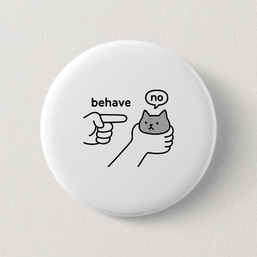 面白い猫のミームのキャラクターデザイン 缶バッジ (正面)