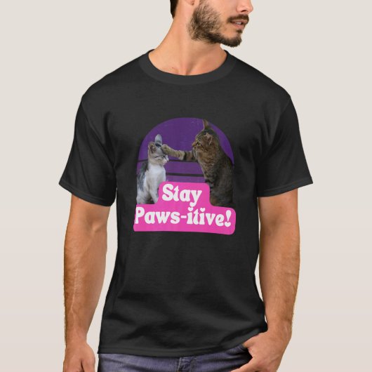 面白い猫のミーム キティ ネコ科 前向きに Tシャツ (正面)