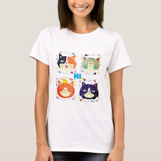 面白い猫のミーム グラフィックTシャツ Tシャツ (正面)