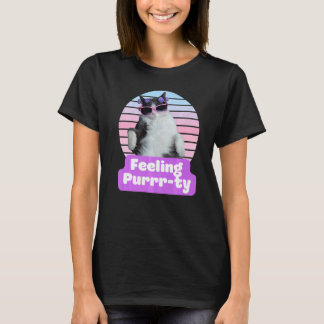 面白い猫のミーム 幸せな猫の日 Tシャツ