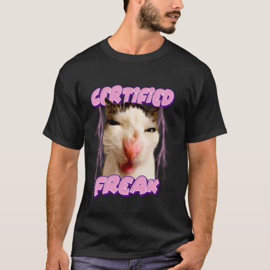 面白い猫のミーム - 認定フリーダム 面白い猫 Tシャツ (正面)
