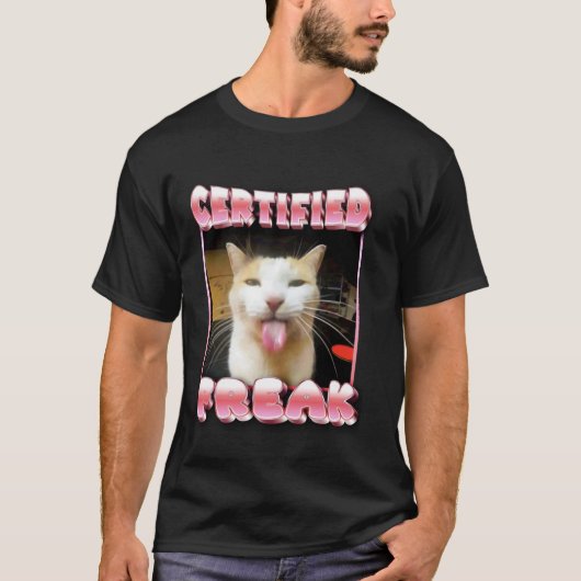 面白い猫のミーム - 認定済み変人面白い猫のミーム Tシャツ (正面)