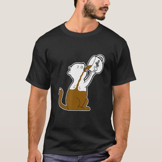 面白い猫のモーニングコーヒーマグ カットソー好きな人へ Tシャツ (正面)