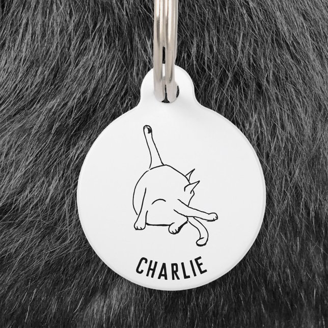 面白い猫のユーモア ペット　ネームタグ (Funny cat humor personalized custom name and details pet tag)