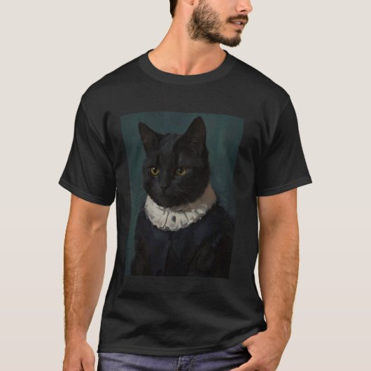 面白い猫のルネサンス中世油絵 Tシャツ (正面)